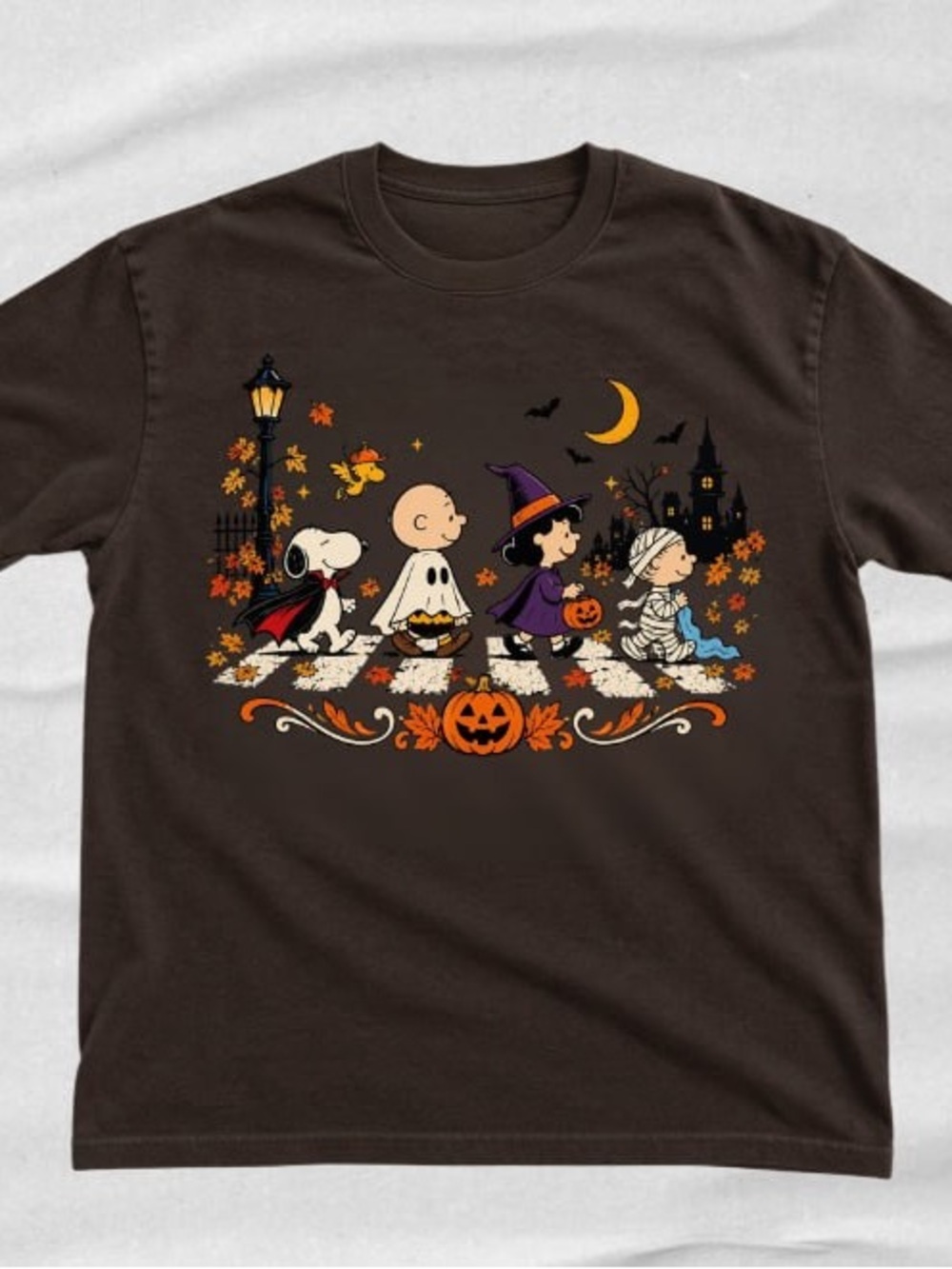 Peanuts Halloween Kids Gildan Brown Graphic Tee
